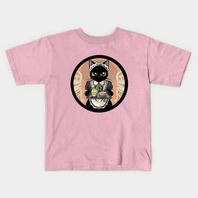 Black cat maid cafe Kids T-Shirt by BATKEI